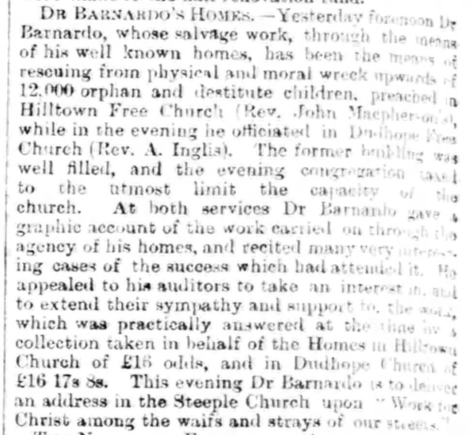 Click image for larger version

Name:	Dr. Barnardo in Dundee - The Courier and Argus  (Dundee) - 10 Sept. 1888 - page 2.jpg
Views:	5
Size:	177.7 KB
ID:	835196
